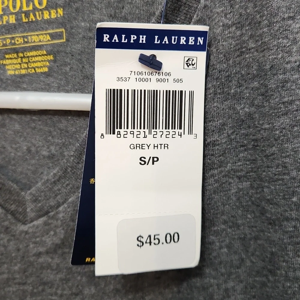 NWT Polo Ralph Lauren Men's Charcoal Grey Crewneck Short Sleeve Tee Size Small
